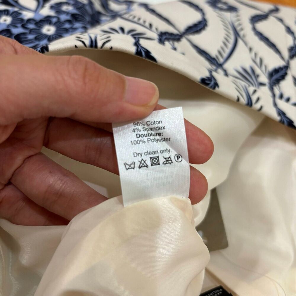 J Crew Floral Navy White Floral Mini Pencil Skirt Sz 6 Career Office Feminine - Picture 7 of 10